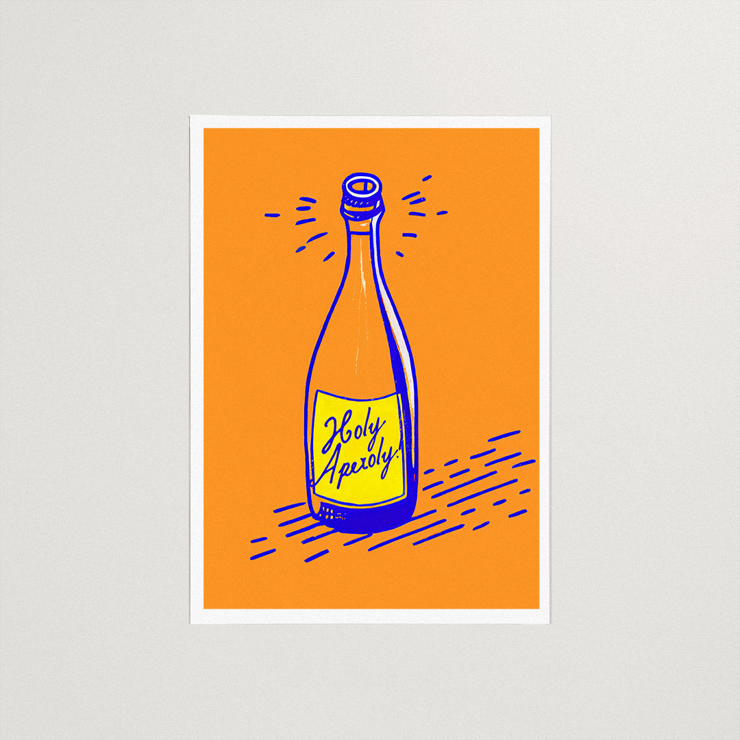 Holy Aperoly Orange Bottle Poster Aperol Spritz Cocktail Art
