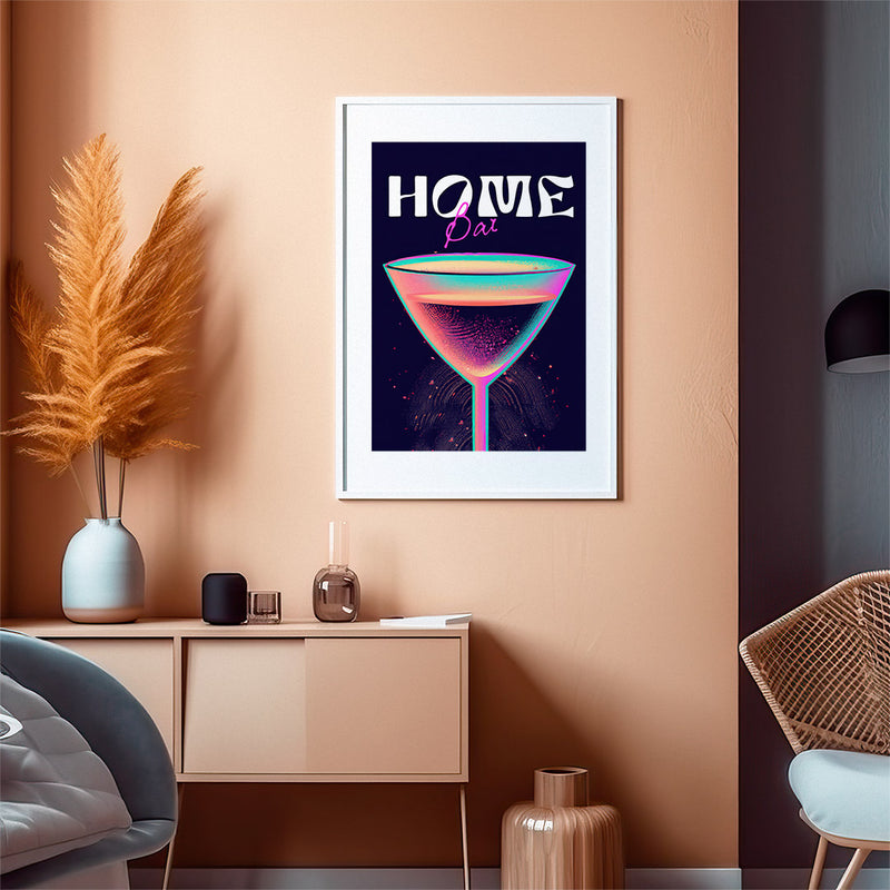 Home Bar Modern Neon Glass Colorful Art Bar Art Pink