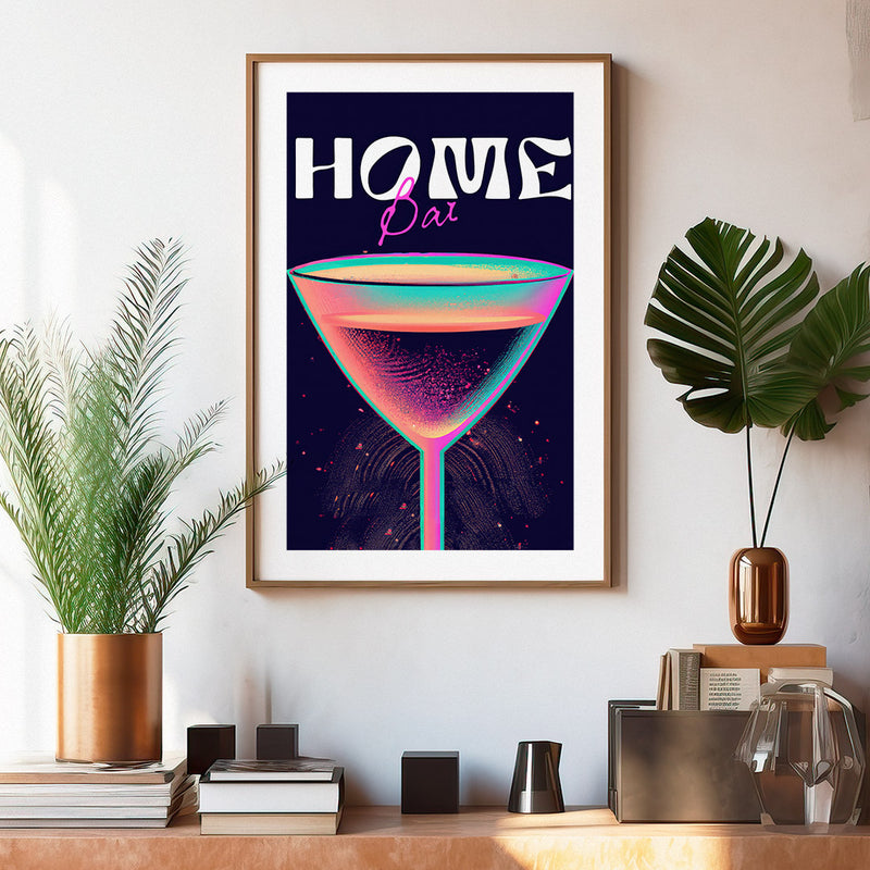 Home Bar Modern Neon Glass Colorful Art Bar Art Pink