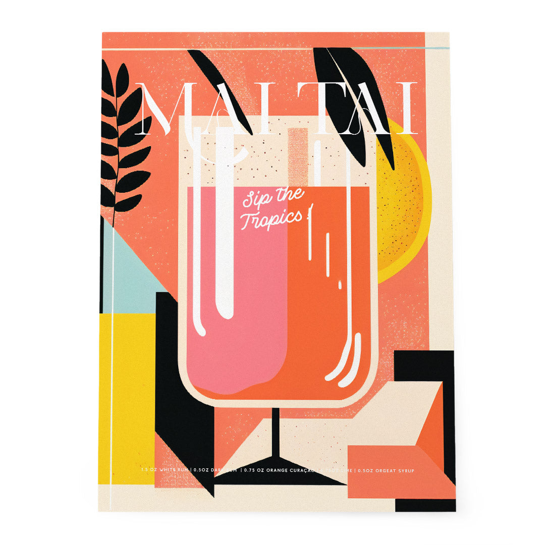 Mai Tai Cocktail Colorful Tiki Recipe Print