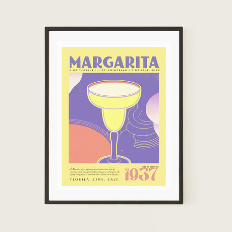 Margarita Cocktail 1937 Yellow Vintage Recipe Print