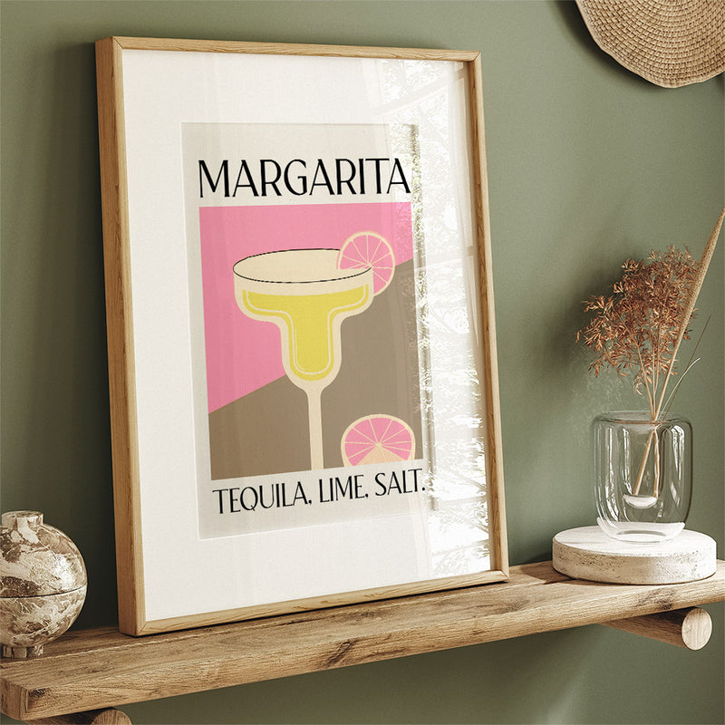 Margarita Cocktail Art Pink Abstract Lime