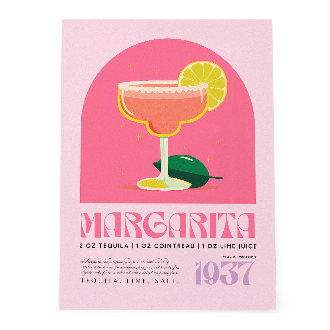 Margarita Cocktail Art Pink Wall Art 1937