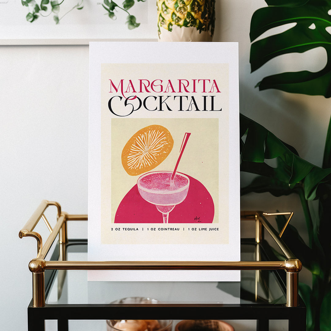 Margarita Cocktail Poster Gouache Elegance