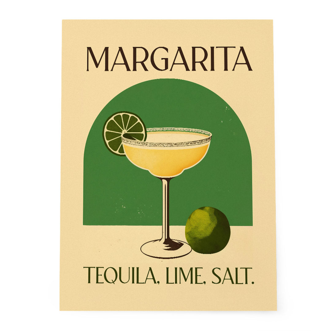 Margarita Cocktail Vintage Art Lime Salt Tequila