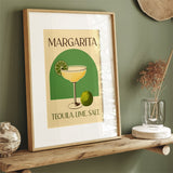 Margarita Cocktail Vintage Art Lime Salt Tequila