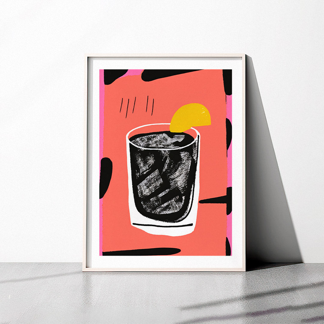 Modern Abstract Negroni Black And White Home Bar Art