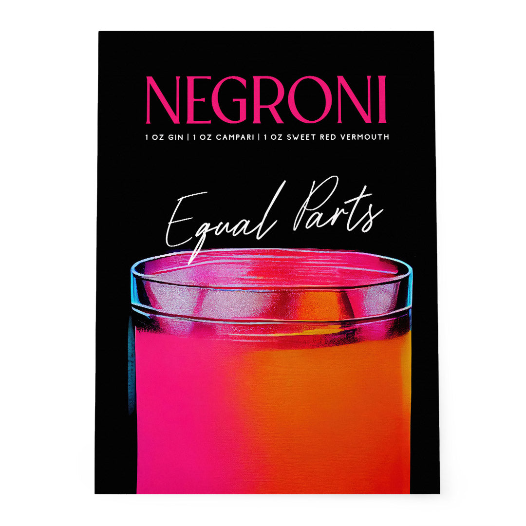 Negroni Cocktail Equal Parts Black Art Print Night Pink