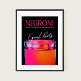 Negroni Cocktail Equal Parts Black Art Print Night Pink