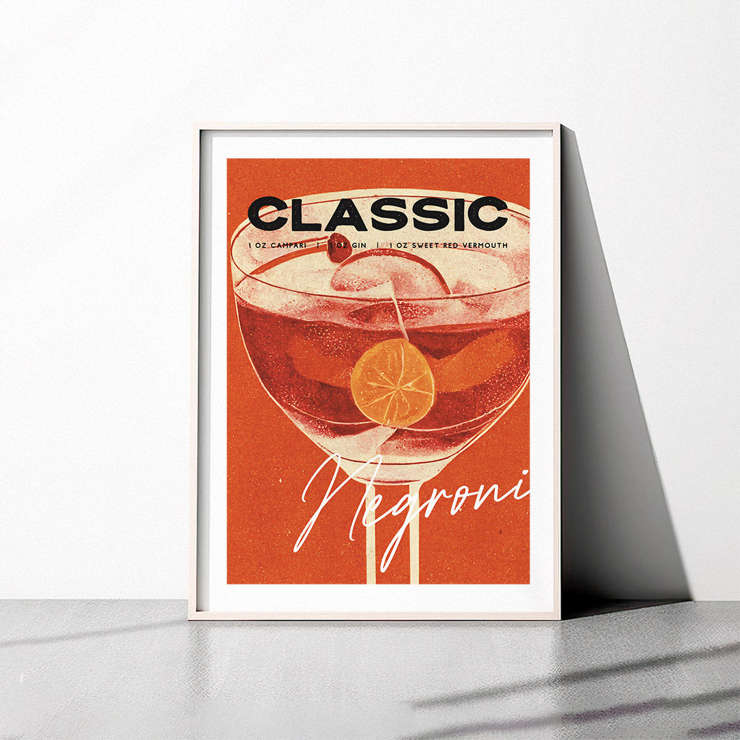 Negroni Cocktail Poster Aged Elegance in Amber