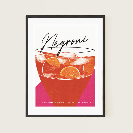 Negroni Cocktail Poster Bubbly Retro Elegance