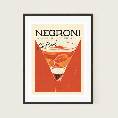 Negroni Cocktail Poster Inspired by the 1940s Vintage Elegance