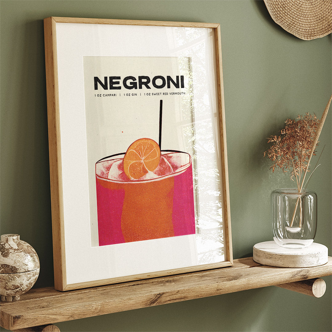 Negroni Cocktail Poster Sunset Aperitif Elegance
