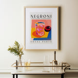 Negroni Cocktail Recipe Art Abstract Room Pink Blue Morning