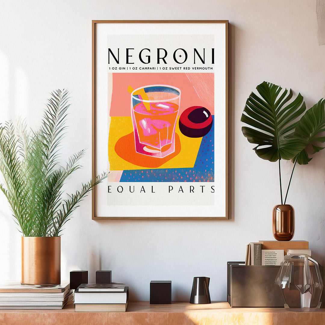 Negroni Cocktail Recipe Art Abstract Room Pink Blue Morning