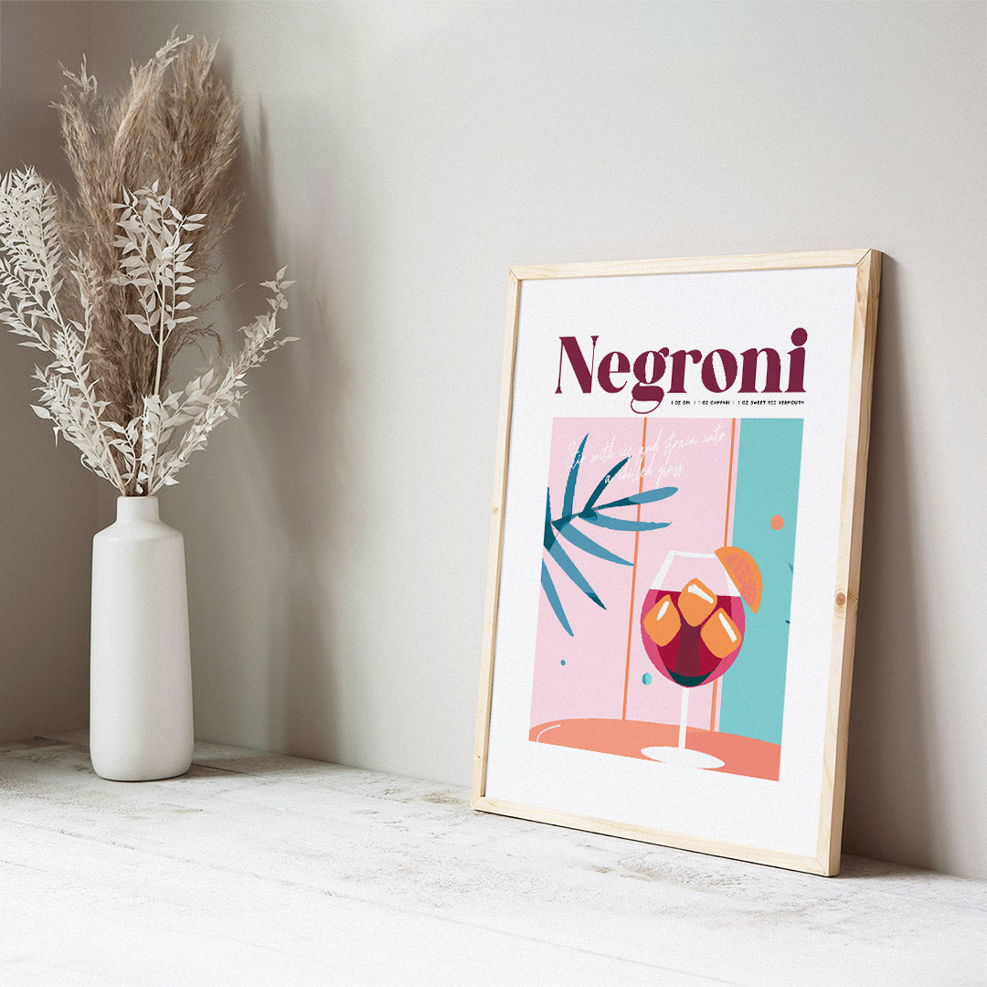 Negroni Pink Table Glass Poster
