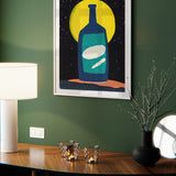 Night Bottle Abstract Home Bar Art Vintage
