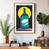Night Bottle Abstract Home Bar Art Vintage
