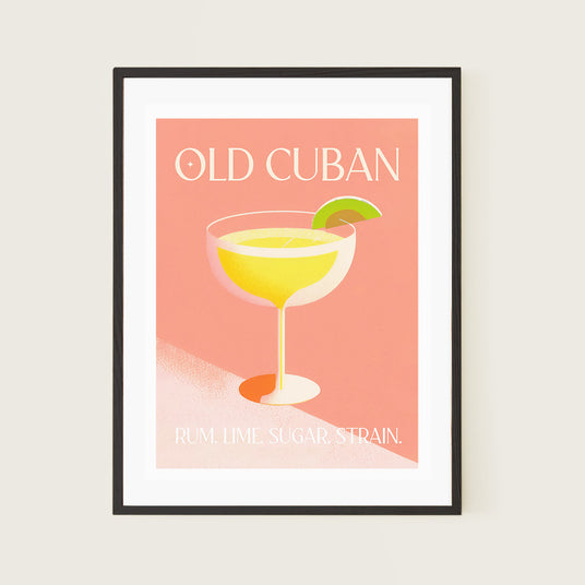 Old Cuban Cocktail Sunset Peach Abstract Glass