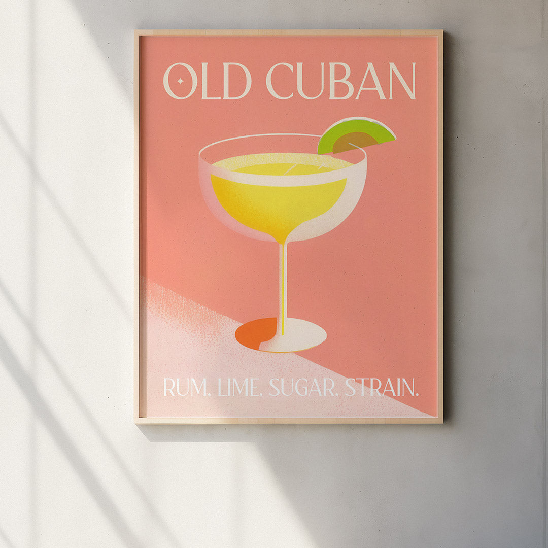 Old Cuban Cocktail Sunset Peach Abstract Glass