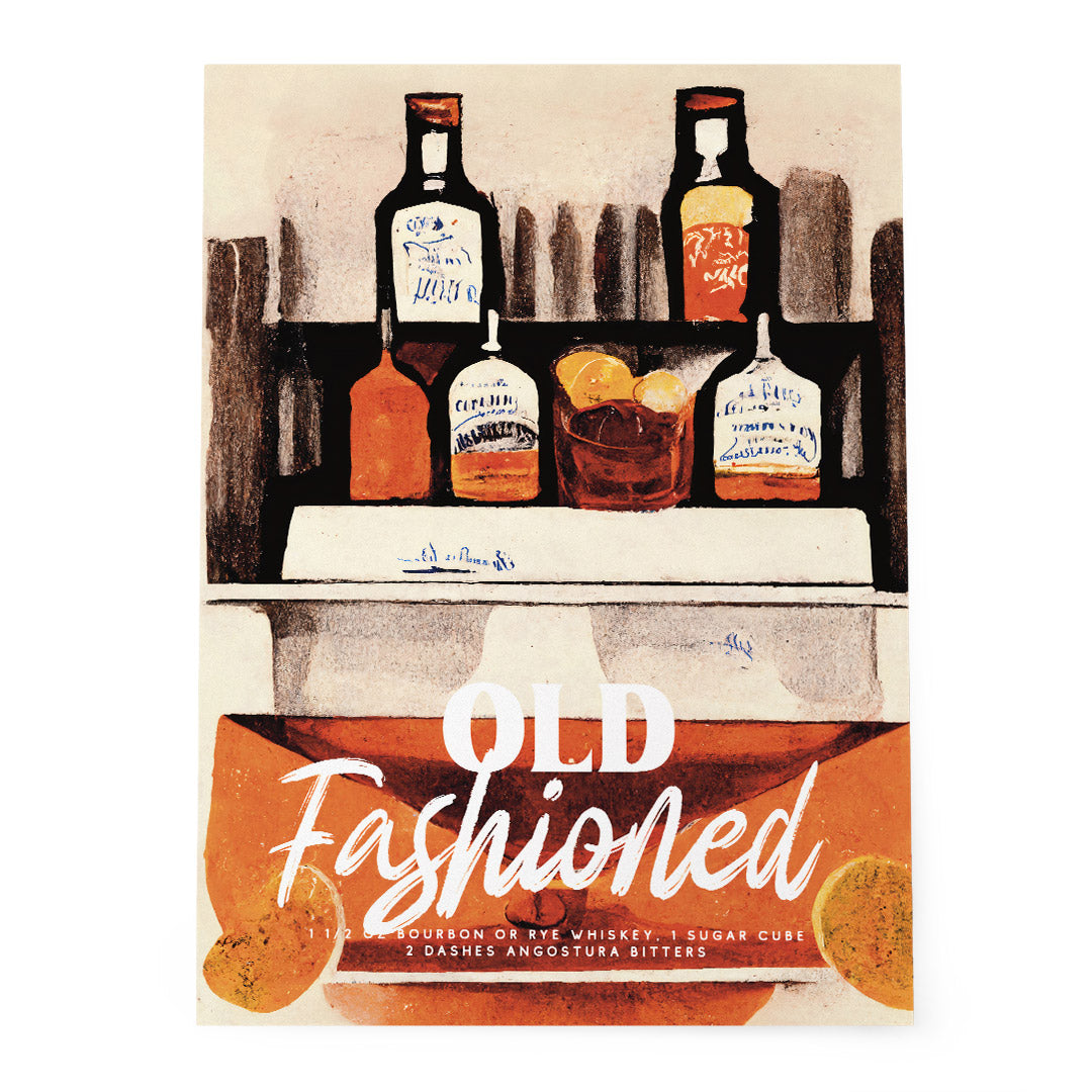 Old Fashioned Bar Poster Vintage Libation Elegance