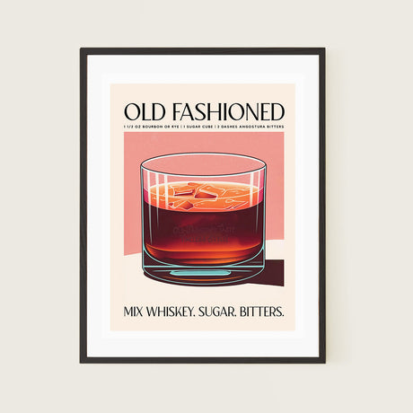 Old Fashioned Cocktail Classic Pink Vintage Recipe Bar