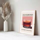 Old Fashioned Cocktail Classic Pink Vintage Recipe Bar
