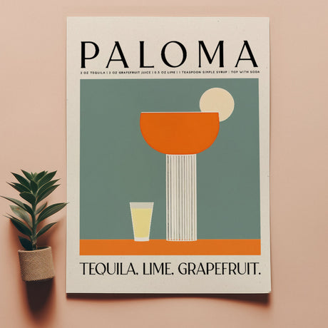 Paloma Cocktail Abstract Boho Modern Orange Grapefruit Room