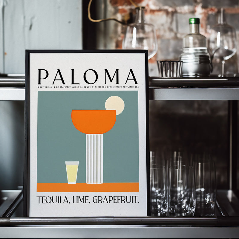 Paloma Cocktail Abstract Boho Modern Orange Grapefruit Room