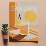 Paloma Cocktail Art Sunset Window Orange Abstract