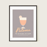Paloma Cocktail Grey Vintage Poster Pastel Art Kitchen