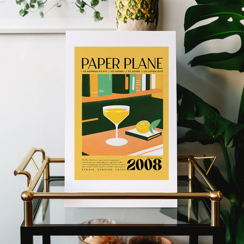 Paper Plane Classic Cocktail Recipe Art 2008 Orange Room