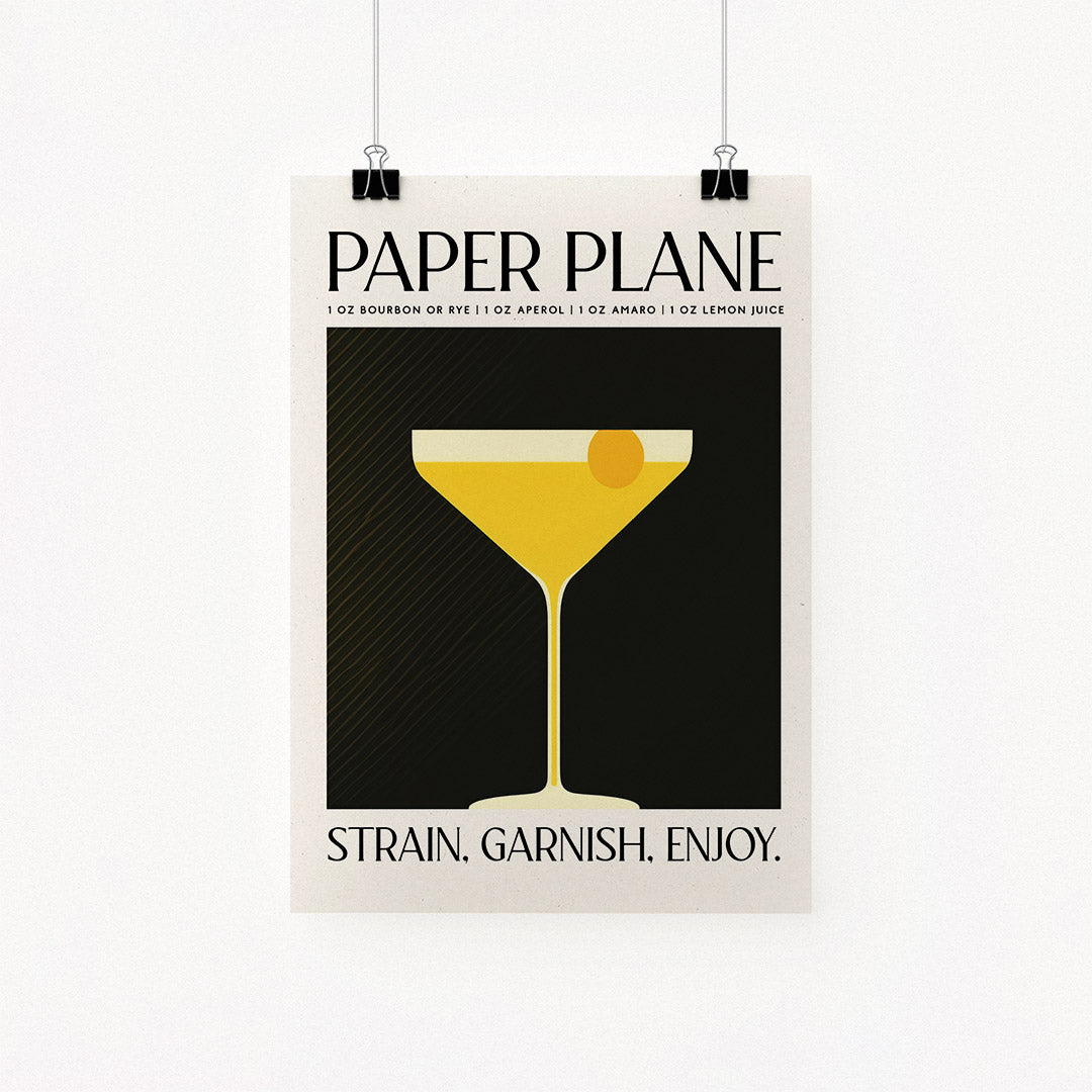 Paper Plane Cocktail Art Classic Recipe Elegant