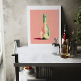 Pastel Pink Champagne Bottle Pastel Aesthetic Bar Art Cocktail Kitchen