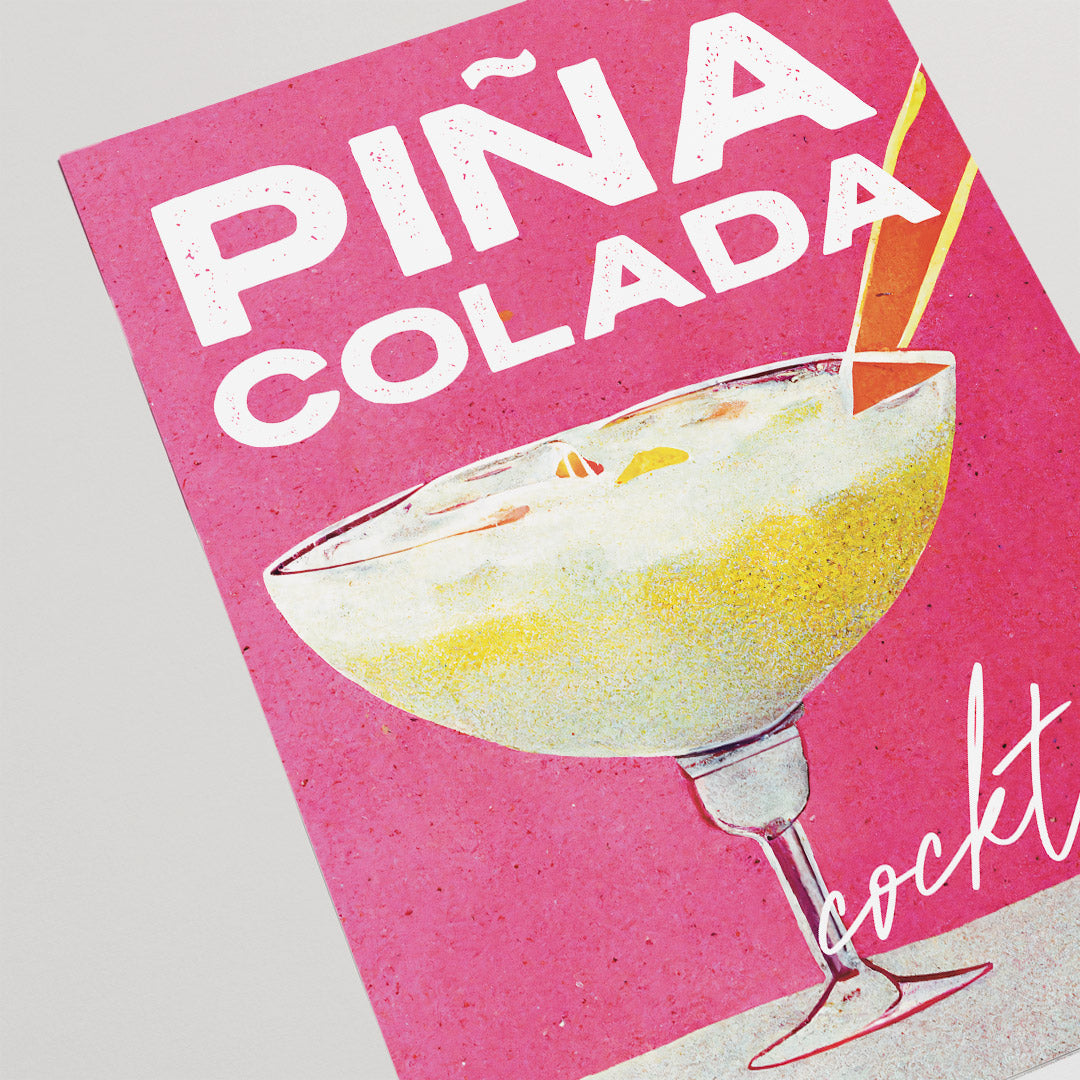 Pina Colada Cocktail Art Print Retro Homebar