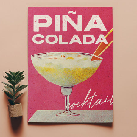 Pina Colada Cocktail Art Print Retro Homebar