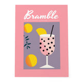 Pink Bramble Cocktail Art Recipe Vintage