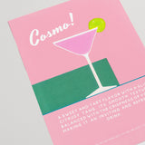 Pink Cosmo Cocktail Taste Recipe Retro Print