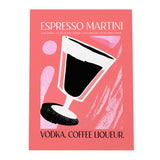 Pink Espresso Martini Cocktail Modern Abstract Boho Print