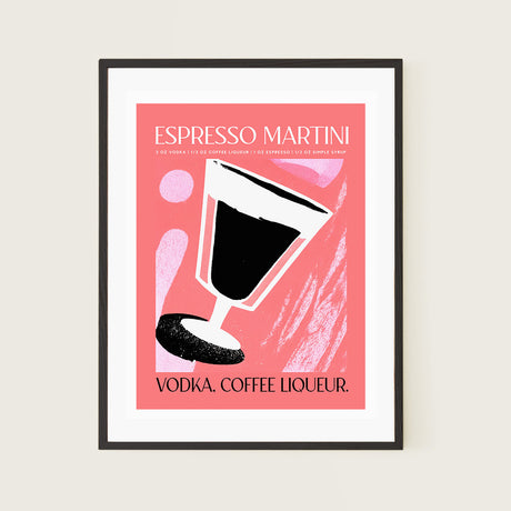 Pink Espresso Martini Cocktail Modern Abstract Boho Print