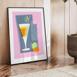 Pink Grey Martini Cocktail Recipe Kitchen Bar Art