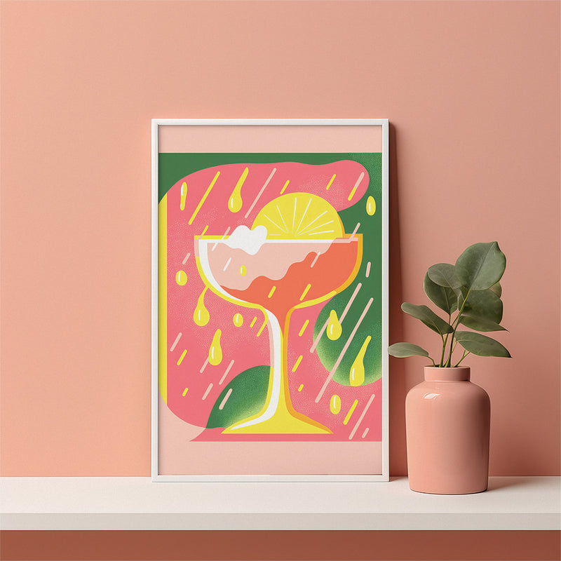 Pink Kitchen Cocktail Art Tropical Home Bar