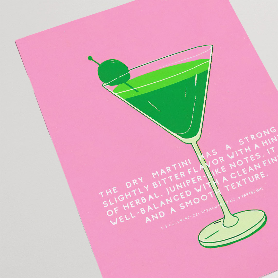 Pink Retro Dry Martini Cocktail Poster