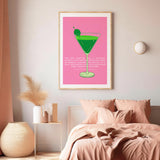 Pink Retro Dry Martini Cocktail Poster