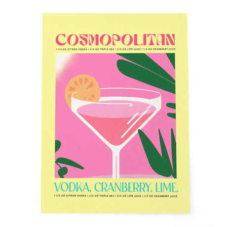 Pink Yellow Cosmopolitan Cocktail Recipe Art