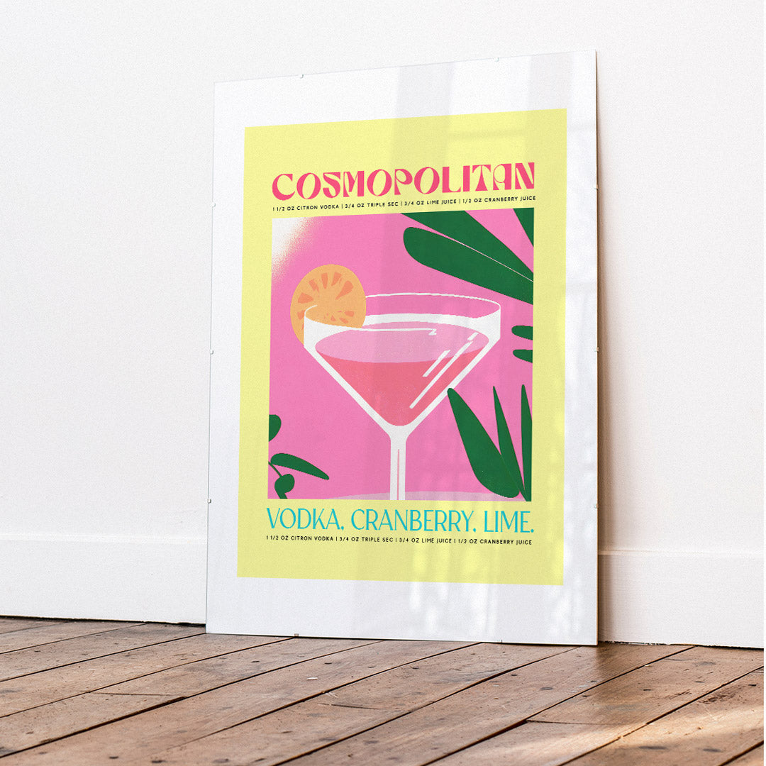 Pink Yellow Cosmopolitan Cocktail Recipe Art