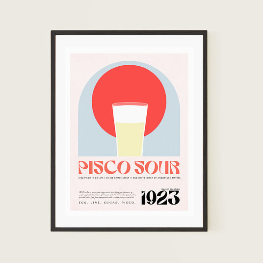 Pisco Sour Classic Cocktail Recipe 1923 Pink Art
