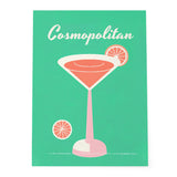 Retro Cosmopolitan Cocktail Art Turquoise Tower Print Recipe