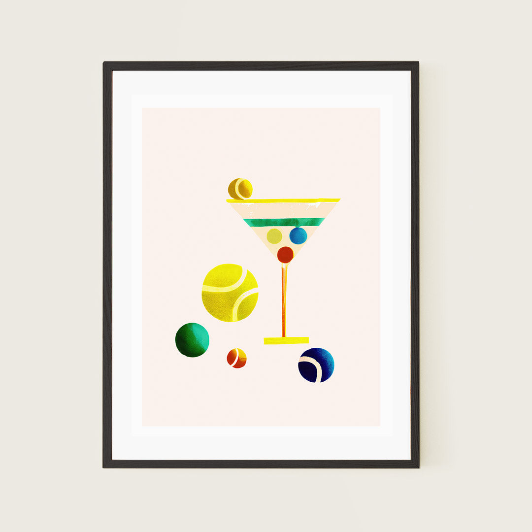Retro Martini Bar Art Cocktail Illustration