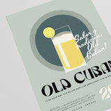 Retro Old Cuban Cocktail 2001 Grey Classic Recipe Art